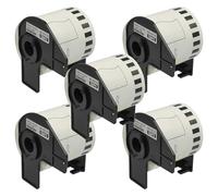 vhbw 5x Rollo de etiquetas con soporte 62 mm x 15,24 m compatible con Brother P-Touch QL 650 TD, QL 600 R impresora de etiquetas - Autoadhesivo