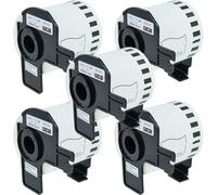 vhbw 5x Rollo de etiquetas con soporte 62 mm x 15,24 m compatible con Brother QL-820NWB, QL-800, QL-810W impresora de etiquetas