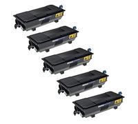 vhbw 5X Tóner reemplaza Kyocera TK-3160 para Impresora - Cartuchos de tóner compatibles + Caja residuos de tóner, Negro