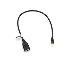 vhbw Adaptador OTG Compatible con Toyota Dispositivos móviles - Cable de Puerto USB a Clavija (Macho) AUX, Negro