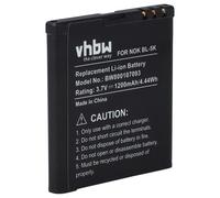 vhbw Batería Compatible con Nokia 701, C7, C7-00, N85, N86, T7, X7, X7-00 móvil, Smartphone (1200mAh, 3,7V, Li-Ion)