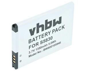 vhbw Batería Compatible con Samsung Galaxy GT-S6802, GT-S6310N, GT-S6310, GT-S6790N, GT-S6312 móvil, Smartphone (1350 mAh, 3,7 V, Li-Ion)
