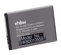 vhbw Batería reemplaza Alcatel CAB2170000C1, B-U8C, CAB2170000C2, CAB217000C21 para móvil, Smartphone (700 mAh, 3,7 V, Li-Ion)