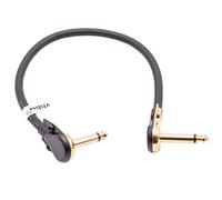 vhbw Cable de conexión para guitarra, 30 cm, compatible con pedales de efectos, cable de conexión jack con conector jack de 6,35 mm, en ángulo, color dorado y negro