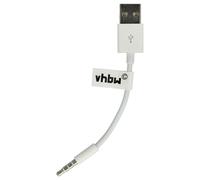 vhbw Cable de datos USB cable de carga compatible con Apple IPod Shuffle 3G, 2G reproductor MP3 - blanco, 10 cm
