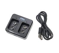 vhbw Cargador de 2 baterías para baterías Ni-CD, NiMH, Li-Ion (Bloque 9 V) - Cargador Micro USB