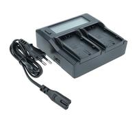 vhbw Cargador Dual Compatible con Panasonic VW-VBD25, VW-VBD29, VW-VBD55, VW-VBD58 batería de cámara - Soporte con Pantalla