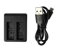 vhbw Cargador Dual USB Compatible con Qumox Sjcam SJ5000, SJ6000, M10, SJ4000 cámara videocámara/batería + indicador Carga, 4,2 V