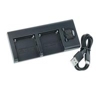 vhbw Cargador Dual USB Compatible con Sony Alpha ILCA-77M2, ILCA-77M2M, ILCA-68 cámara videocámara/batería + USB Micro + indicador Carga