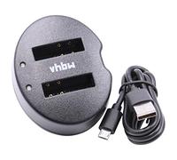 vhbw Cargador Micro-USB Dual Compatible con Nikon Coolpix S9500, W300, S9700, S9900, S9600 cámara/batería + Cable Micro-USB + LED