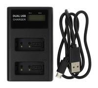 vhbw Cargador Micro-USB + USB-C Dual Compatible con Canon EOS R8 | R50, M6 Mark II, R100, R10 cámara/batería + cable Micro-USB + LED