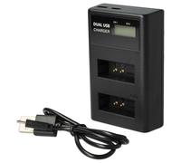 vhbw Cargador Micro-USB + USB-C Dual Compatible con Canon LP-E12 cámara/batería + Cable Micro-USB + LED