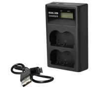 vhbw Cargador Micro-USB + USB-C Dual Compatible con Canon ZR65MC, ZR60, ZR50MC, ZR80, ZR70MC cámara/batería + Cable Micro-USB + LED