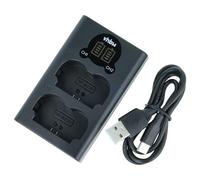 vhbw Cargador Micro-USB + USB-C Dual Compatible con Fuji Fujifilm GFX100 II, GFX100S cámara/batería + Cable Micro-USB + LED
