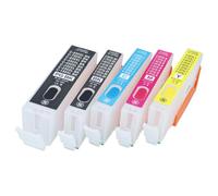 vhbw Cartucho de Tinta Paquete de 5 Refill Leer Multicolor para Canon | Pixma MG5550, MG5450, MG5500 impresora, CISS - Con chip (compatible)