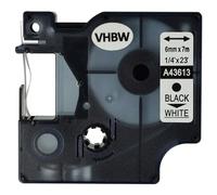 vhbw casete de cinta cartucho 6mm para Dymo Labelpoint 200, 250, 300, 350, LabelManager 100 Plus, 200, 300, 350, 350D por 43613, D1.