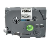 vhbw cinta de escritura compatible con Brother PT 900, 580C, 7500VP, 7600VP, 7100VP, 7100 impresora etiquetas 8m x 12 mm negro a plateado mate