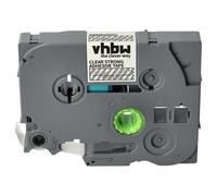 vhbw cinta de escritura compatible con Brother PT D200DA, D200DR, D200G impresora etiquetas 8m x 12 mm blanco a transparente, extra fuerte, laminado