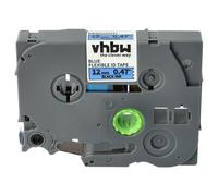 vhbw cinta de escritura compatible con Brother PT D600, D600VP, D450VP, D800W impresora etiquetas 8m x 12 mm negro a azul, flexible, laminado