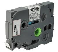 vhbw cinta de escritura compatible con Brother PT E100B, E100, E100VP impresora etiquetas 4m x 12 mm negro a blanco con encaje plateado, laminado