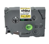 vhbw cinta de escritura compatible con Brother PT E550W, E550WVP, E800W, GL100 impresora etiquetas 8m x 6 mm negro a amarillo, extra fuerte, laminado