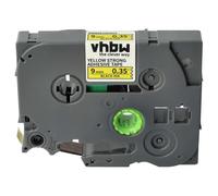 vhbw cinta de escritura compatible con Brother PT H500, H300, H300LI, H200 impresora etiquetas 8m x 9 mm negro a amarillo, extra fuerte, laminado