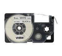 vhbw cinta de escritura compatible con Casio KL-200, KL-2000, KL-130, KL-100E, KL-120, KL-1500, CW-L300 impresora etiquetas 8m x 9 mm negro a blanco