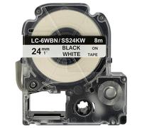 vhbw cinta de escritura compatible con Epson LabelWorks LW-1000P, LW-600P impresora etiquetas 8m x 24 mm negro a blanco - Reemplaza SS24KW, LC-6WBN