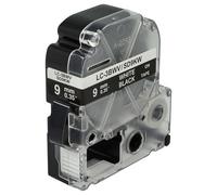 vhbw cinta de escritura compatible con Epson LabelWorks LW-1000P, LW-600P, LW-500, LW-400, LW-300 impresora etiquetas 8m x 9 mm blanco a negro