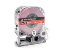 vhbw cinta de escritura compatible con Epson OK720, OK500P, LW-900P, OK900P, LM-700 impresora etiquetas 8m x 24 mm blanco a rojo