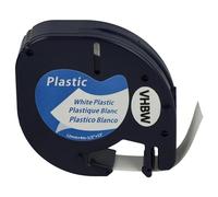vhbw cinta de escritura plástico compatible con Dymo LetraTag Plus LT-100T, Plus LT-100H impresora etiquetas 4m x 12 mm negro a blanco, plástico