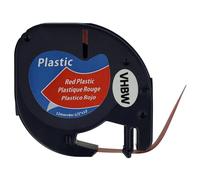 vhbw cinta de escritura plástico compatible con Dymo LetraTag QX50, XR, XM impresora etiquetas 4m x 12 mm negro a rojo, plástico