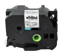 vhbw cinta de escritura reemplaza Brother TZ-FX261, TZE-FX261 para impresora etiquetas 8m x 36 mm negro a blanco, flexible