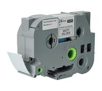 vhbw cinta de escritura reemplaza Brother TZE-SM951 para impresora etiquetas 8m x 24 mm negro a plateado mate, extra fuerte, laminado