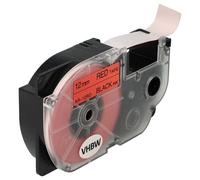 vhbw Cinta de escritura reemplaza Casio XR-12RD, XR-12RD1 para impresora etiquetas 12 mm negro a rojo
