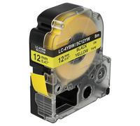 vhbw cinta de escritura reemplaza KingJim SC12YW para impresora etiquetas 8m x 12 mm negro a amarillo
