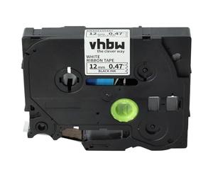 vhbw cinta de escritura textil compatible con Brother PT E300VP, E500, E500VP, E550W, E550WVP, E800W impresora etiquetas 4m x 12 mm negro a blanco