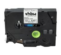 vhbw cinta de escritura textil compatible con Brother PT ST1150, P900W, P950NW, P950W, RL-700S impresora etiquetas 4m x 12 mm negro a blanco