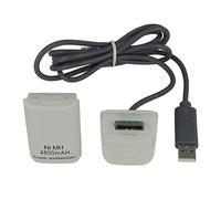 vhbw Kit Carga y Juega Compatible con Microsoft Xbox 360 Controller - 1x Cable de Carga, 1x batería, Blanco/Gris