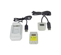 vhbw Kit Carga y Juega Compatible con Microsoft Xbox 360 Controller - 1x Cargador, 1x Cable de Carga, 1x batería, Negro/Blanco/Gris