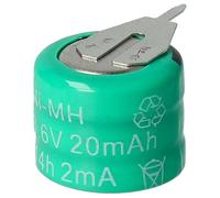 vhbw NiMH Batería de botón de Repuesto Tipo 3/V15H 2 Pines 20 mAh 3,6 V Compatible para lámparas solares, etc.