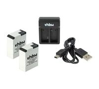 vhbw Set Compatible con GoPro 1ICP7/26/33-2 | 601-00724-00A, ABPAK-001 - 1x cargador, 1x cable de carga, 2x batería