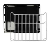 vhbw Set de 2 uds. (1x bandeja de horno, 1x rejilla) para diversos hornos por ej. compatible con Bosch - 45,5x36,1/37,5x3cm