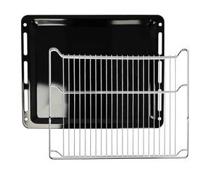 vhbw Set de 2 uds. (1x bandeja de horno, 1x rejilla) para diversos hornos por ej. compatible con Bosch - 45,5x36,1/37,5x3cm
