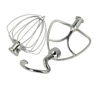vhbw Set de 3 uds. de repuesto compatible con KitchenAid KSM152, KSM151PS procesador de alimentos - batidor, mezclador plano, varillas amasar