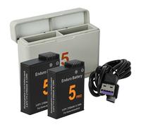 vhbw Set de Accesorios de Carga reemplaza dji JH-ACT5 para cámara - 2X batería, 1x Base de Carga con Cable USB