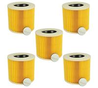 vhbw Set de filtros 5x Filtro plisado compatible con Rowenta EH/J601415R, RU5053 aspiradora en seco y húmedo - Filtro, cartucho, amarillo