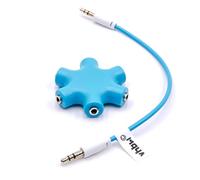 vhbw Splitter Audio | divisor, duplicador jack 6 vías AUX para auriculares, altavoces, tablets - azul