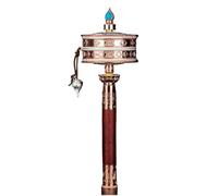 VHcgCGJ Rueda de oración, Rueda de Oración Tibetana Mano Sándalo Cobre Natural 29cm