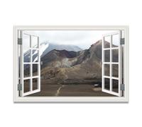 VHdfgTY La vista desde la ventana 18 Cuadro Lienzo Efecto Ventana Atardecer Paisaje Natural para Decoración de Pared del Hogar 50x75cm Sin marco